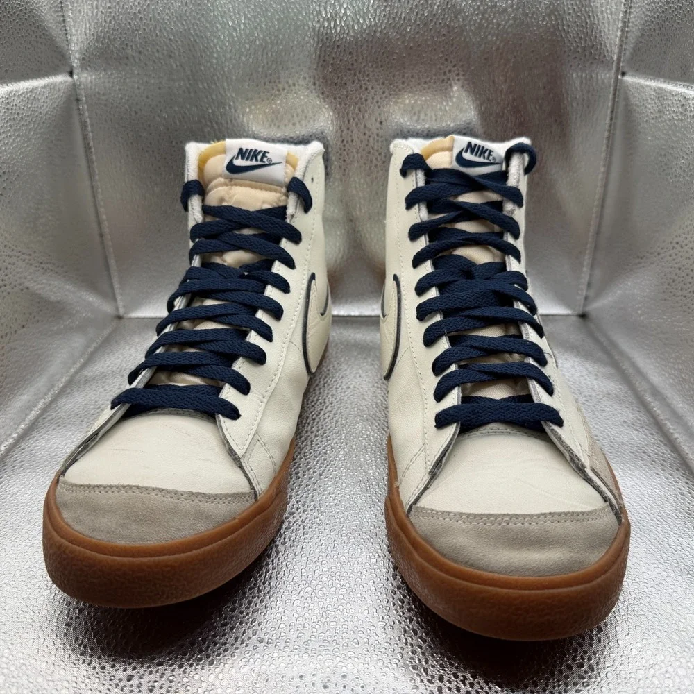 Size 13 Nike Blazer Mid '77 Premium Sail Midnight Navy Mens Shoes DQ7672-100
